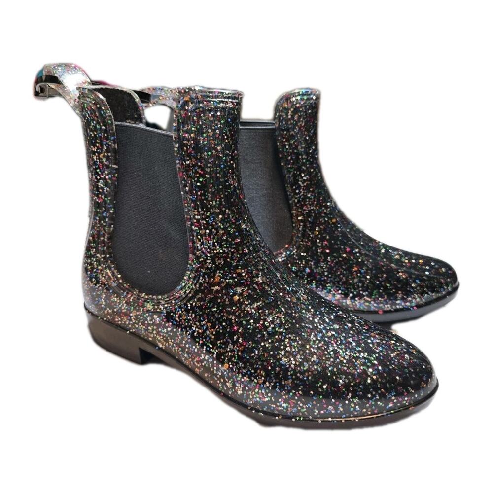 Crewcuts By J. Crew Girls Size 3 Kids Navy Glitter Sparkly Rain Boots
